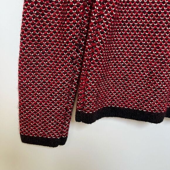 Gerard Darel Paris Alpaca Blend Cardigan Knit Sweater Jacket Red Black size S - Picture 7 of 10
